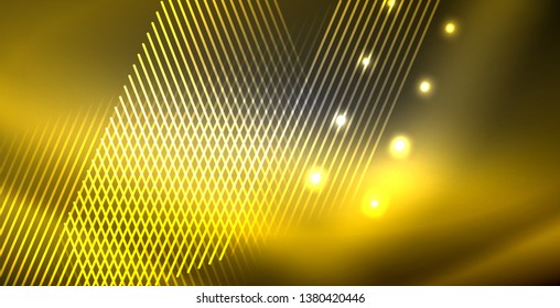 Neon glowing lines, magic energy space light concept, abstract background wallpaper design, vector illustration