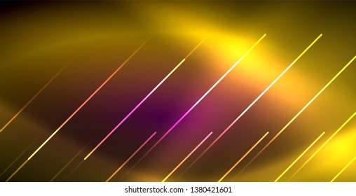 Neonleuchtende Linien, magisches Energieraum-Lichtkonzept, abstrakter Hintergrund, Tapete-Design, Vektorgrafik