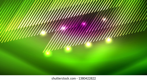 Neon glowing lines, magic energy space light concept, abstract background wallpaper design, vector illustration