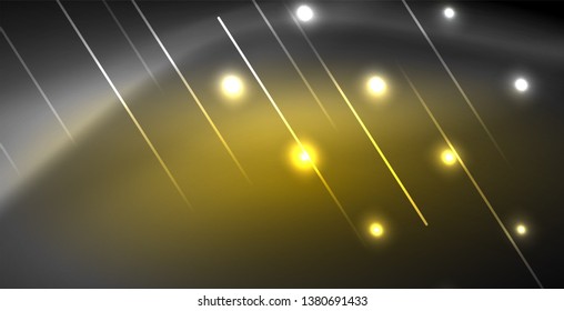 Líneas brillantes de neón, concepto de luz espacial mágica, diseño de fondo abstracto de fondo de fondo, ilustración vectorial