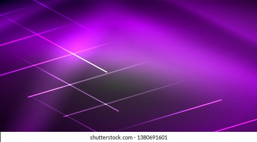 Líneas brillantes de neón, concepto de luz espacial mágica, diseño de fondo abstracto de fondo de fondo, ilustración vectorial