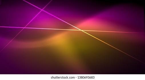 Neon glowing lines, magic energy space light concept, abstract background wallpaper design, vector illustration