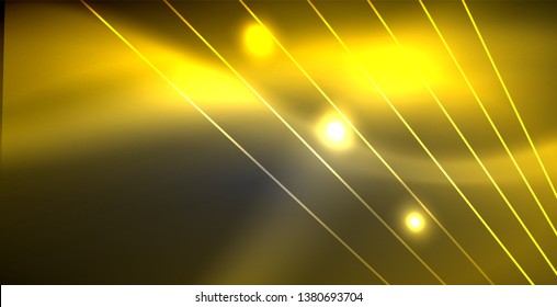 Neon glowing lines, magic energy space light concept, abstract background wallpaper design, vector illustration