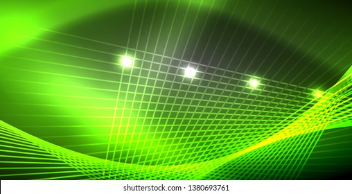 Neon glowing lines, magic energy space light concept, abstract background wallpaper design, vector illustration