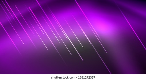 Neon glowing lines, magic energy space light concept, abstract background wallpaper design, vector illustration