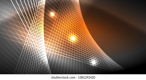 Neon glowing lines, magic energy space light concept, abstract background wallpaper design, vector illustration
