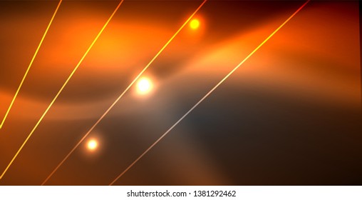 Neon glowing lines, magic energy space light concept, abstract background wallpaper design, vector illustration