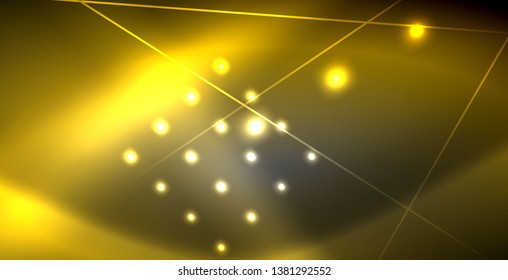 Neon glowing lines, magic energy space light concept, abstract background wallpaper design, vector illustration