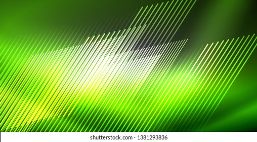 Neonleuchtende Linien, magisches Energieraum-Lichtkonzept, abstrakter Hintergrund, Tapete-Design, Vektorgrafik
