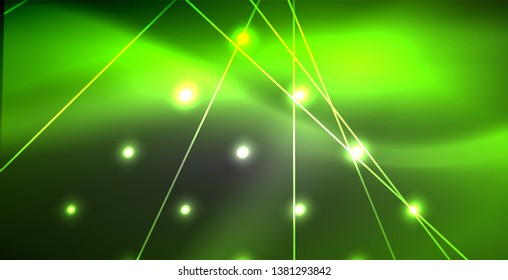 Neon glowing lines, magic energy space light concept, abstract background wallpaper design, vector illustration