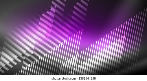 Neon glowing lines, magic energy space light concept, abstract background wallpaper design, vector illustration