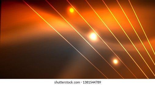 Neon glowing lines, magic energy space light concept, abstract background wallpaper design, vector illustration