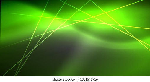 Neon glowing lines, magic energy space light concept, abstract background wallpaper design, vector illustration