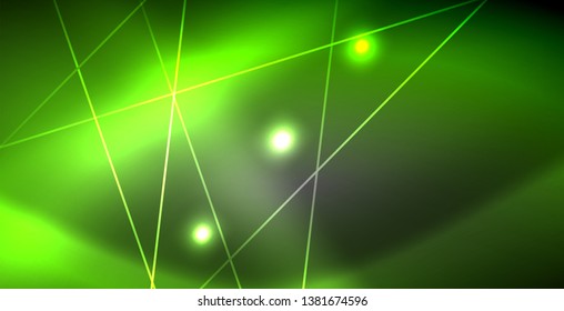 Neon glowing lines, magic energy space light concept, abstract background wallpaper design, vector illustration