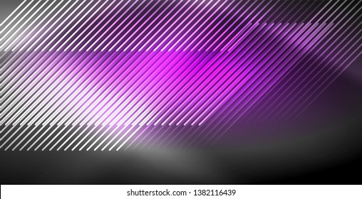 Neon glowing lines, magic energy space light concept, abstract background wallpaper design, vector illustration
