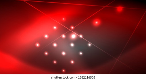 Líneas brillantes de neón, concepto de luz espacial mágica, diseño de fondo abstracto de fondo de fondo, ilustración vectorial