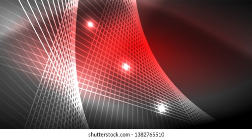 Neon glowing lines, magic energy space light concept, abstract background wallpaper design, vector illustration