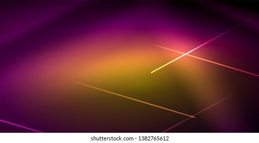 Neon glowing lines, magic energy space light concept, abstract background wallpaper design, vector illustration