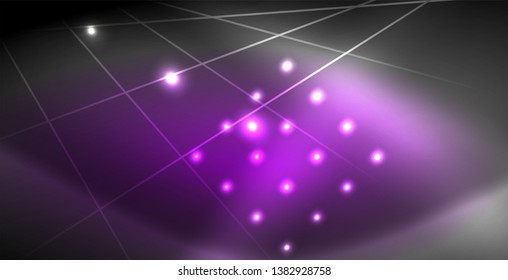 Neon glowing lines, magic energy space light concept, abstract background wallpaper design, vector illustration