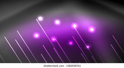 Linhas brilhantes de néon, conceito de luz de espaço de energia mágica, design de papel de parede de fundo abstrato, ilustração vetorial