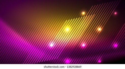 Neon glowing lines, magic energy space light concept, abstract background wallpaper design, vector illustration