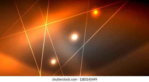 Linhas brilhantes de néon, conceito de luz de espaço de energia mágica, design de papel de parede de fundo abstrato, ilustração vetorial