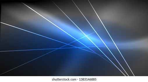 Neon glowing lines, magic energy space light concept, abstract background wallpaper design, vector illustration