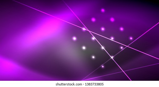 Neon glowing lines, magic energy space light concept, abstract background wallpaper design, vector illustration