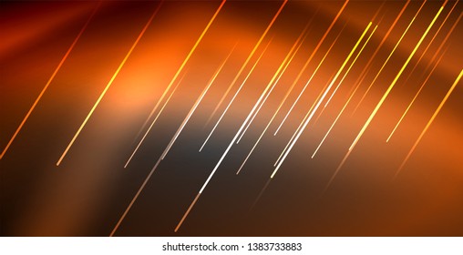 Neon glowing lines, magic energy space light concept, abstract background wallpaper design, vector illustration