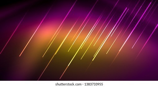 Neon glowing lines, magic energy space light concept, abstract background wallpaper design, vector illustration