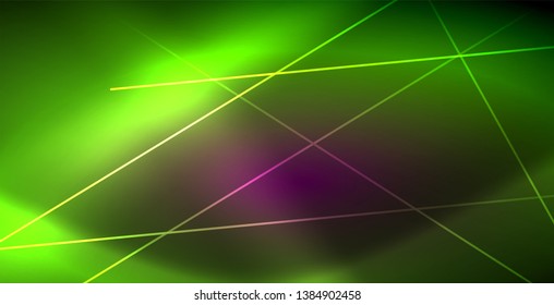 Neon glowing lines, magic energy space light concept, abstract background wallpaper design, vector illustration