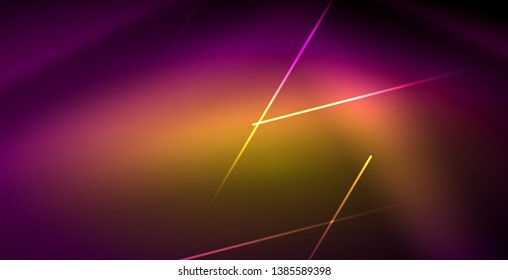 Neon glowing lines, magic energy space light concept, abstract background wallpaper design, vector illustration