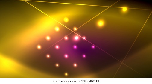 Neon glowing lines, magic energy space light concept, abstract background wallpaper design, vector illustration