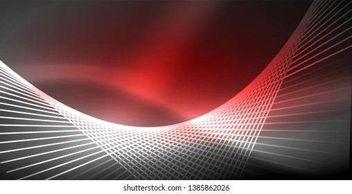 Neon glowing lines, magic energy space light concept, abstract background wallpaper design, vector illustration