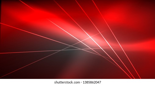 Líneas brillantes de neón, concepto de luz espacial mágica, diseño de fondo abstracto de fondo de fondo, ilustración vectorial
