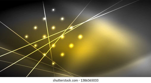 Líneas brillantes de neón, concepto de luz espacial mágica, diseño de fondo abstracto de fondo de fondo, ilustración vectorial