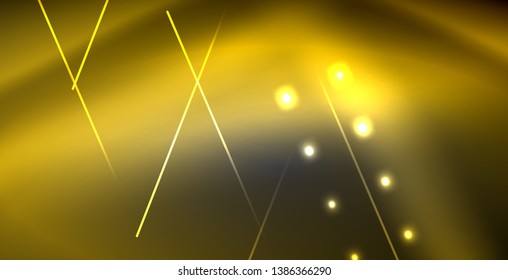 Neon glowing lines, magic energy space light concept, abstract background wallpaper design, vector illustration