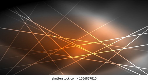 Neon glowing lines, magic energy space light concept, abstract background wallpaper design, vector illustration