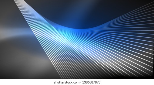Neon glowing lines, magic energy space light concept, abstract background wallpaper design, vector illustration