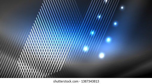 Neon glowing lines, magic energy space light concept, abstract background wallpaper design, vector illustration