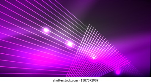 Neonleuchtende Linien, magisches Energieraum-Lichtkonzept, abstrakter Hintergrund, Tapete-Design, Vektorgrafik