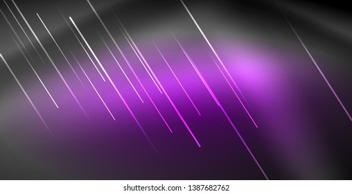 Líneas brillantes de neón, concepto de luz espacial mágica, diseño de fondo abstracto de fondo de fondo, ilustración vectorial