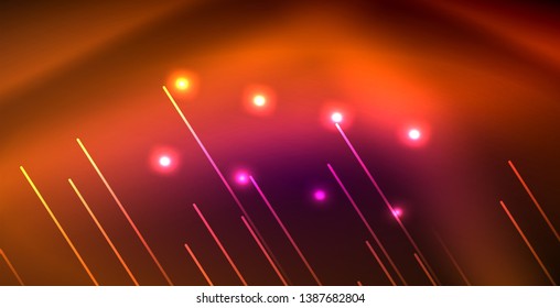 Neonleuchtende Linien, magisches Energieraum-Lichtkonzept, abstrakter Hintergrund, Tapete-Design, Vektorgrafik