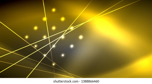 Neon glowing lines, magic energy space light concept, abstract background wallpaper design, vector illustration