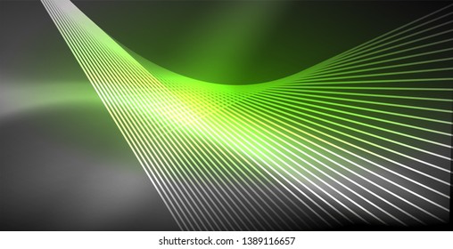 Neon glowing lines, magic energy space light concept, abstract background wallpaper design, vector illustration