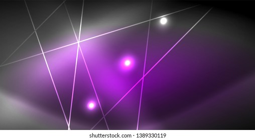Neon glowing lines, magic energy space light concept, abstract background wallpaper design, vector illustration