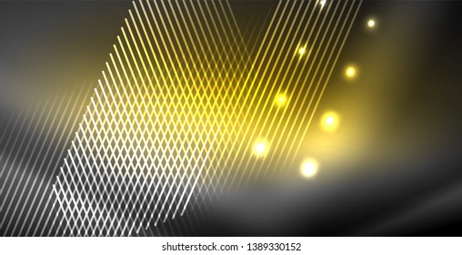 Neon glowing lines, magic energy space light concept, abstract background wallpaper design, vector illustration