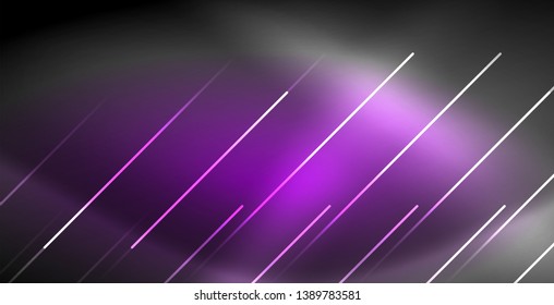 Neon glowing lines, magic energy space light concept, abstract background wallpaper design, vector illustration