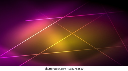 Neon glowing lines, magic energy space light concept, abstract background wallpaper design, vector illustration