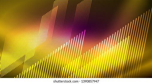 Neon glowing lines, magic energy space light concept, abstract background wallpaper design, vector illustration
